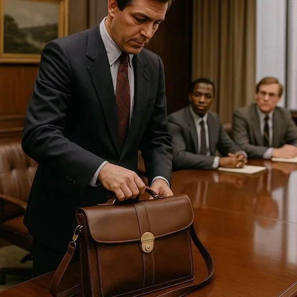 VTG Sudhaus 80's Leather Briefcase Key Detachable Strap Minimalist Old Money - Picture 5 of 17